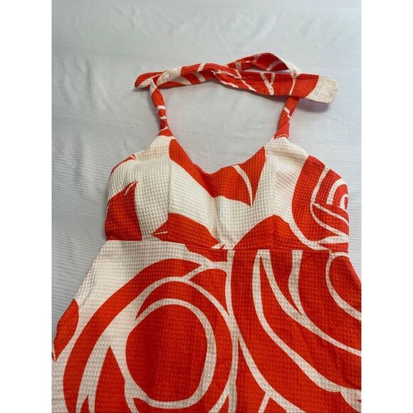 Frances Valentine Floral Orange White Vintage Halter Long Maxi Dress Size 4 - Picture 3 of 8